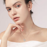 925 Silver Bowknot Mom Heart Zircon Pendant Women Necklace