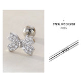 925 Silver Sparkling Zircon Stud Earrings Small Style Women Jewelry