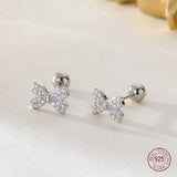 925 Silver Sparkling Zircon Stud Earrings Small Style Women Jewelry