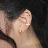 925 Silver Sparkling Zircon Stud Earrings Small Style Women Jewelry