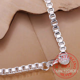 925 Silver Box Chain Bracelet Minimalist Female Bracelets for Women