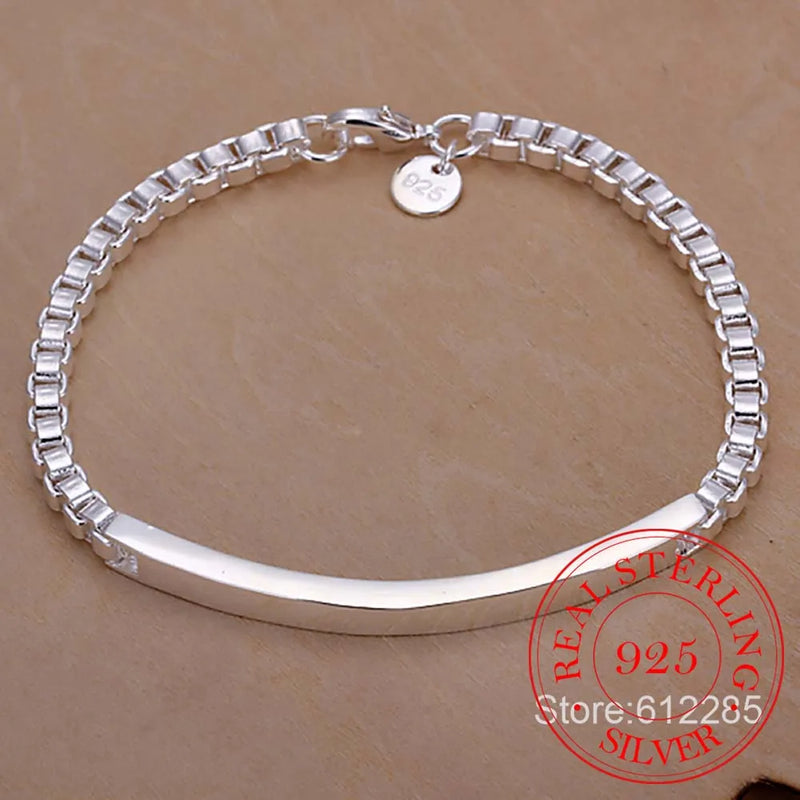 925 Silver Box Chain Bracelet Minimalist Women Bracelet Silver Jewelry