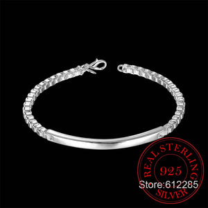 925 Silver Box Chain Bracelet Minimalist Women Bracelet Silver Jewelry
