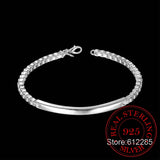 925 Silver Box Chain Bracelet Minimalist Women Bracelet Silver Jewelry