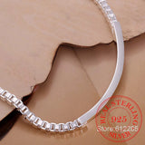 925 Silver Box Chain Bracelet Minimalist Women Bracelet Silver Jewelry