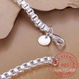 925 Silver Box Chain Bracelet Minimalist Female Bracelets for Women
