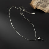 925 Silver Box Chain Glossy Cross Pendant Necklaces For Women
