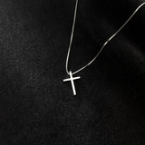 925 Silver Box Chain Glossy Cross Pendant Necklaces For Women