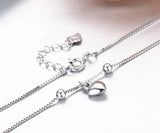 925 Silver Box Chain Peach Heart Charms Anklet for Women