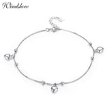 925 Silver Box Chain Peach Heart Charms Anklet for Women