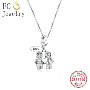925 Silver Family Hands Pendant Necklace