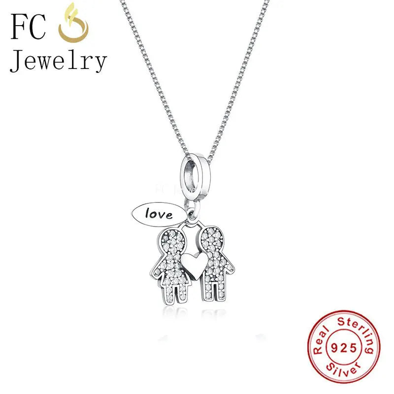 925 Silver Family Hands Pendant Necklace