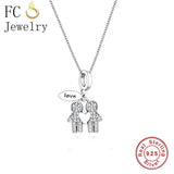 925 Silver Family Hands Pendant Necklace