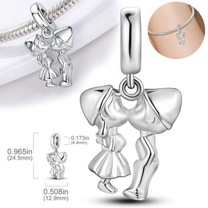 925 Silver Boy Girl Charm Beads for Bracelet