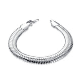 925 Silver Bracelet 8in 10mm Side Snake Chain Men Women Party Gift