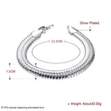 925 Silver Bracelet 8in 10mm Side Snake Chain Men Women Party Gift