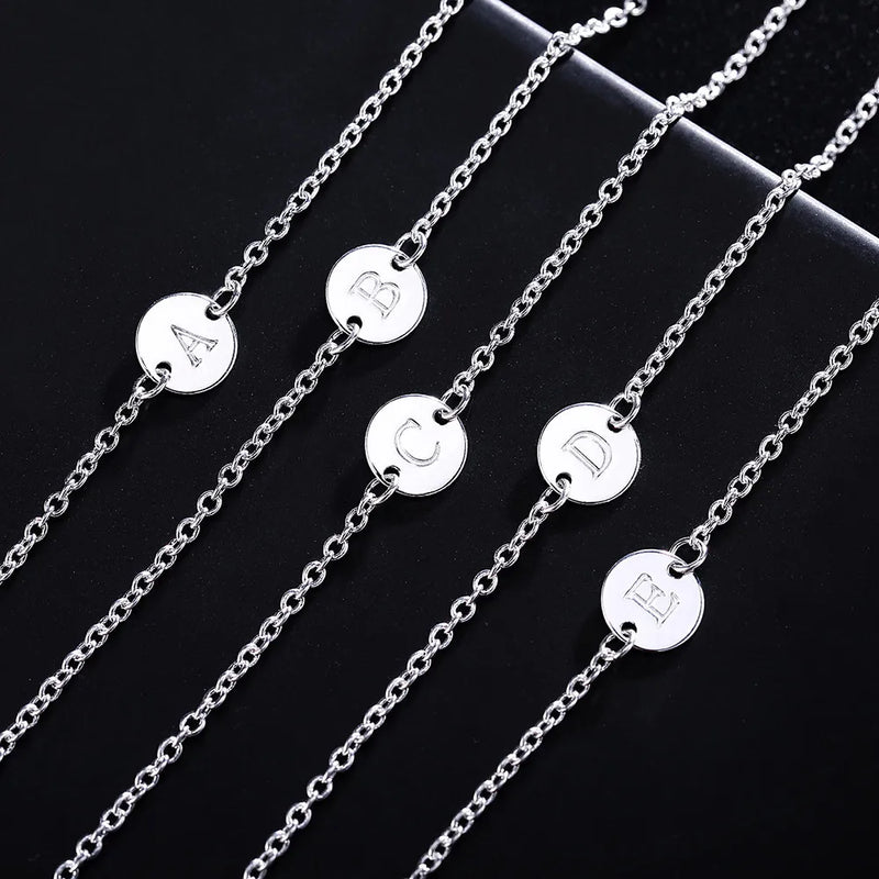 925 Sterling Silver 26 Letter Bracelet for Women