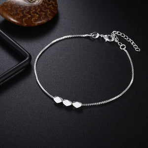 925 Silver Bracelet 8 Inches 3 Beads Charm Wedding Party Jewelry