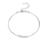 925 Silver Bracelet 8 Inches 3 Beads Charm Wedding Party Jewelry
