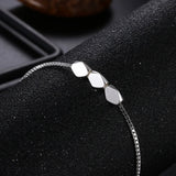 925 Silver Bracelet 8 Inches 3 Beads Charm Wedding Party Jewelry
