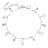 925 Sterling Silver Clover Zircon Bracelet 8 Inches