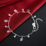 925 Sterling Silver Clover Zircon Bracelet 8 Inches