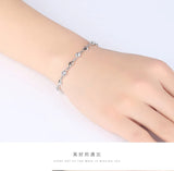 925 Silver Heart Bracelet Zircon 8 Inches Women Gift Party Jewelry