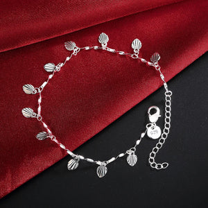 925 Silver Bracelet 8 Inches Leaf Charm Jewelry