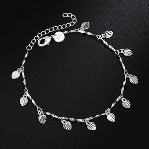 925 Silver Bracelet 8 Inches Leaf Charm Jewelry