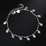 925 Silver Bracelet 8 Inches Leaf Charm Jewelry