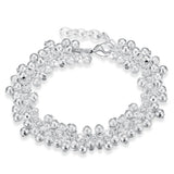 925 Silver Bracelet 8-Inch Frosted Beads Chain for Women Party Jewelry