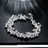 925 Silver Bracelet 8-Inch Frosted Beads Chain for Women Party Jewelry