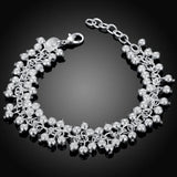 925 Silver Bracelet 8-Inch Frosted Beads Chain for Women Party Jewelry