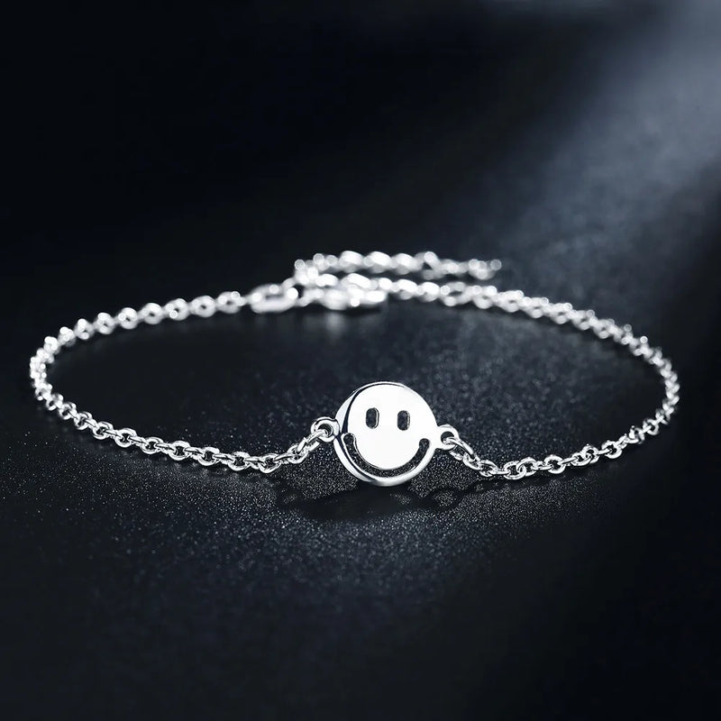 925 Silver 8" Smiley Face Bracelet Wedding Party Jewelry