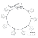 925 Silver Star Bracelet 8 Inches Women's Charm Wedding Party Jewelry