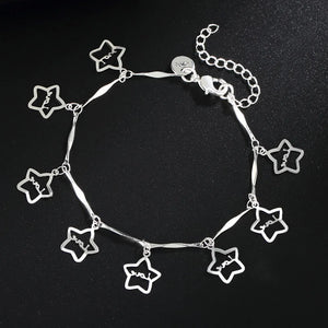 925 Silver Star Bracelet 8 Inches Women's Charm Wedding Party Jewelry