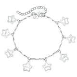 925 Silver Star Bracelet 8 Inches Women's Charm Wedding Party Jewelry