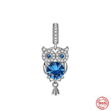 925 Silver Bracelet Owl Charm Zircon Beads Dangle Gift
