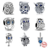 925 Silver Bracelet Owl Charm Zircon Beads Dangle Gift