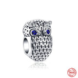 925 Silver Bracelet Owl Charm Zircon Beads Dangle Gift