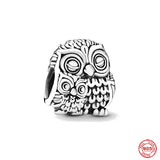 925 Silver Bracelet Owl Charm Zircon Beads Dangle Gift