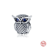 925 Silver Bracelet Owl Charm Zircon Beads Dangle Gift
