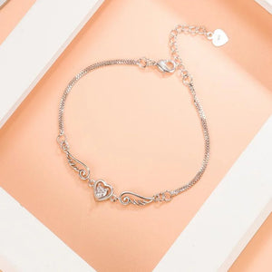925 Silver Angel Lover Zircon Amethyst Bracelet Woman Engagement Wedding Gift