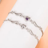 925 Silver Angel Lover Zircon Amethyst Bracelet Woman Engagement Wedding Gift