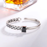 925 Silver Bangle Geometric Punk Chain Bracelet for Women