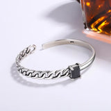 925 Silver Bangle Geometric Punk Chain Bracelet for Women