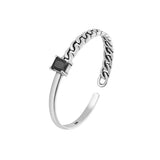 925 Silver Bangle Geometric Punk Chain Bracelet for Women