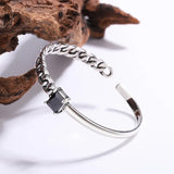925 Silver Bangle Geometric Punk Chain Bracelet for Women