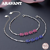 925 Silver Crystal Chain Bracelet High Fine Jewelry