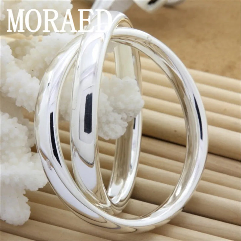 925 Silver Bracelet Bangles Smooth High Solid Bangles Jewelry